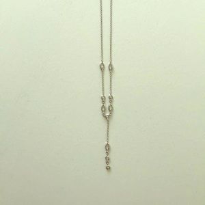 Y style necklace in white metal with crystals